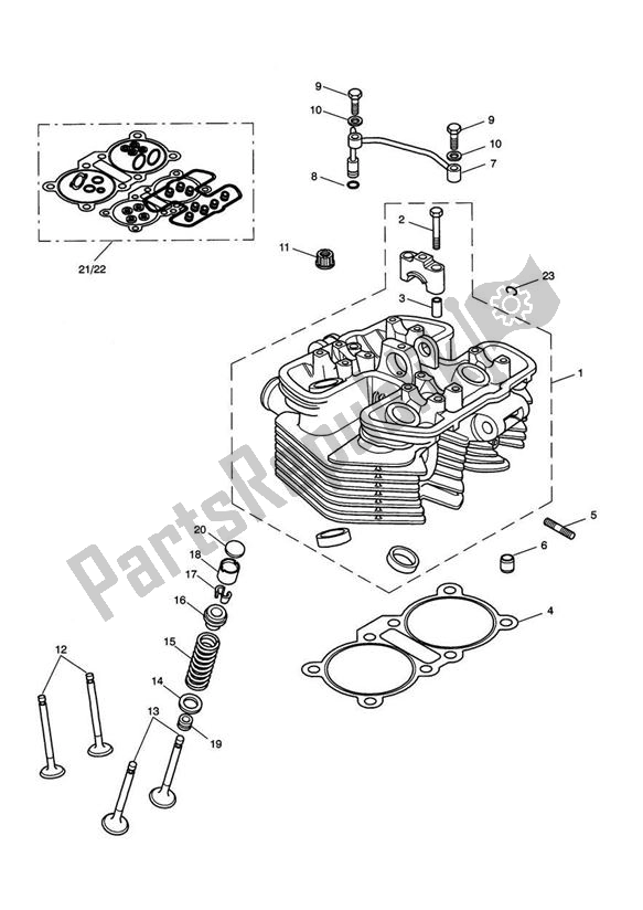 Todas as partes de Cabeça De Cilindro E Válvulas do Triumph America Carburettor 790 2002 - 2007